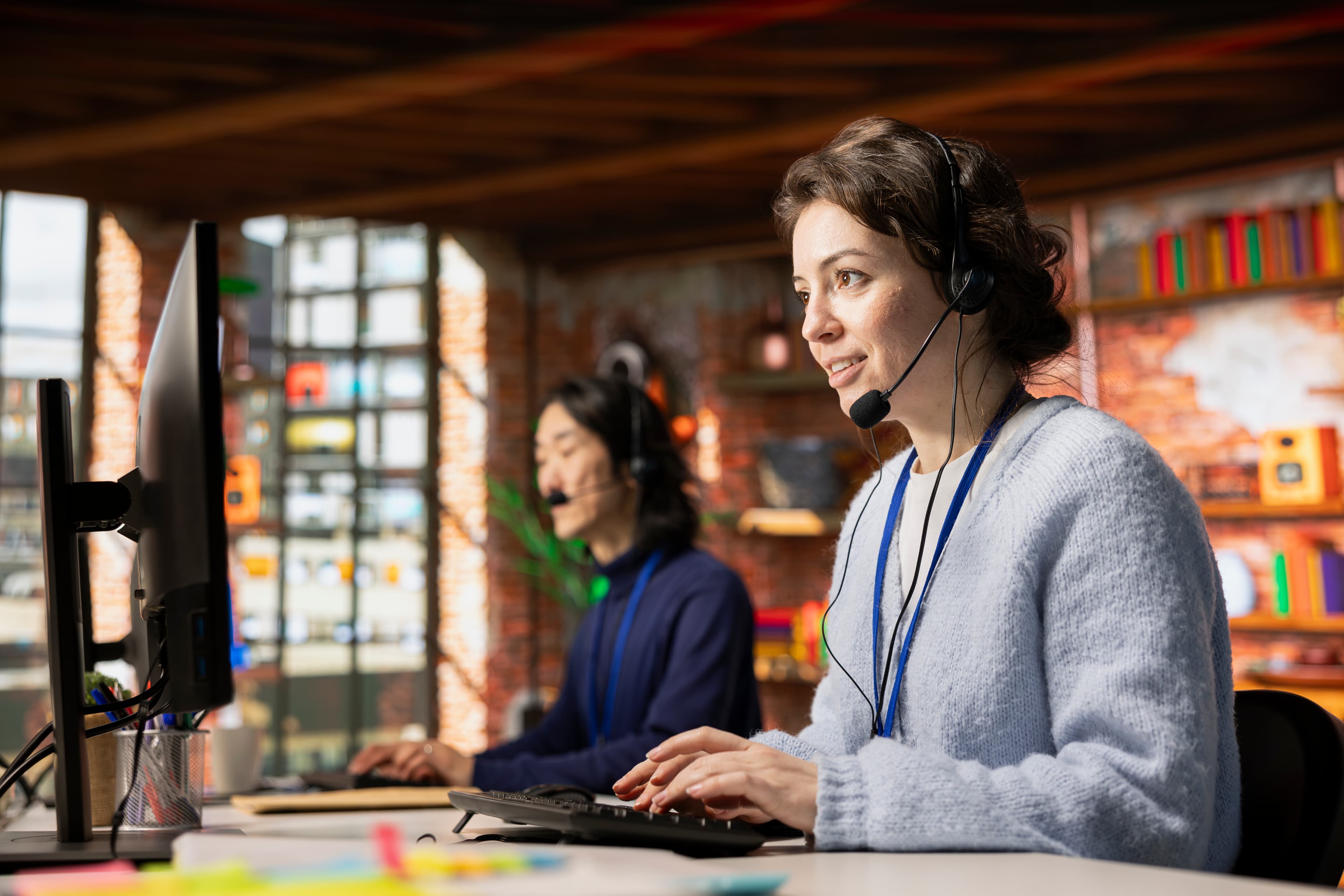 Customer support agents helping travelers