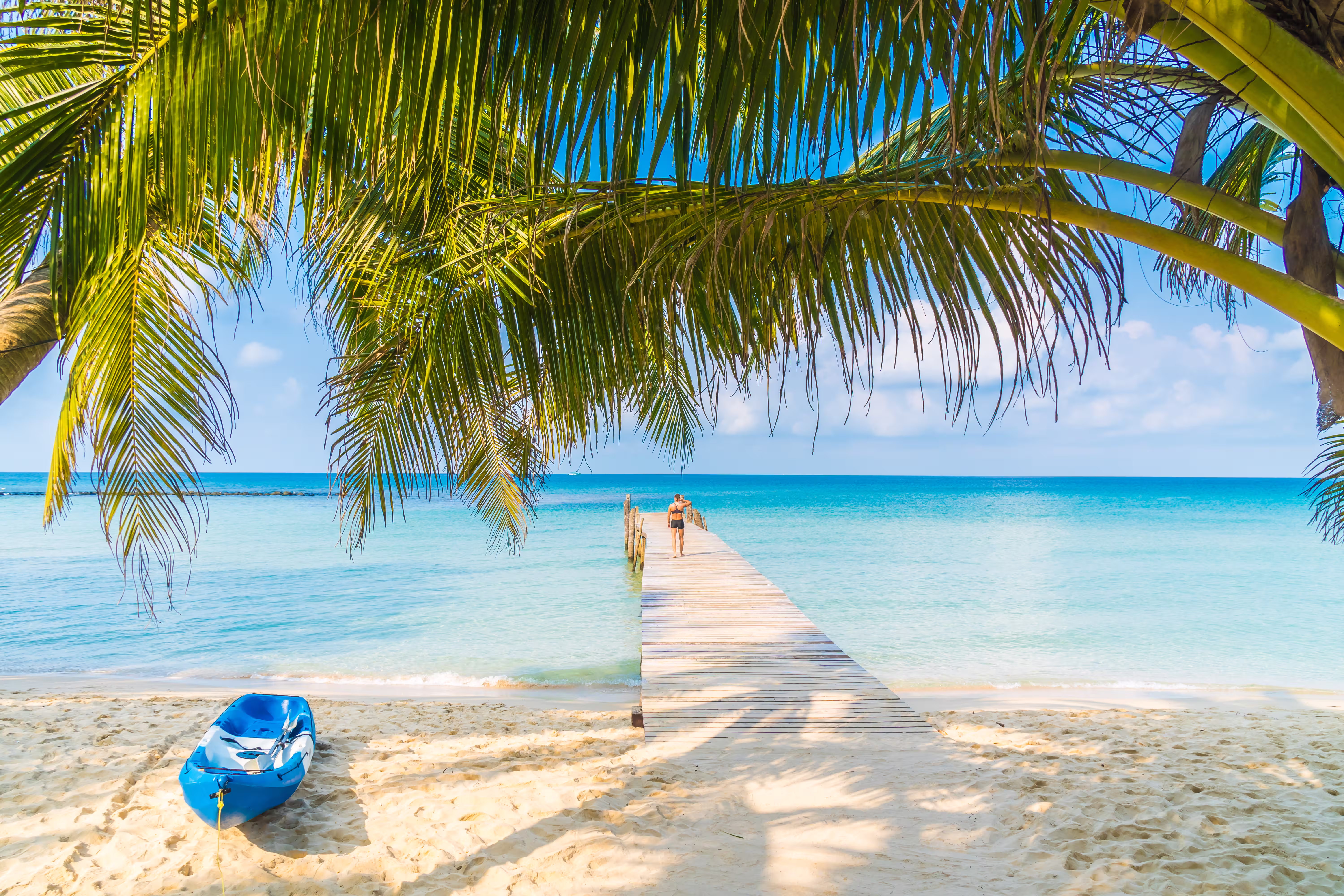 Beautiful tropical beach with clear blue sea