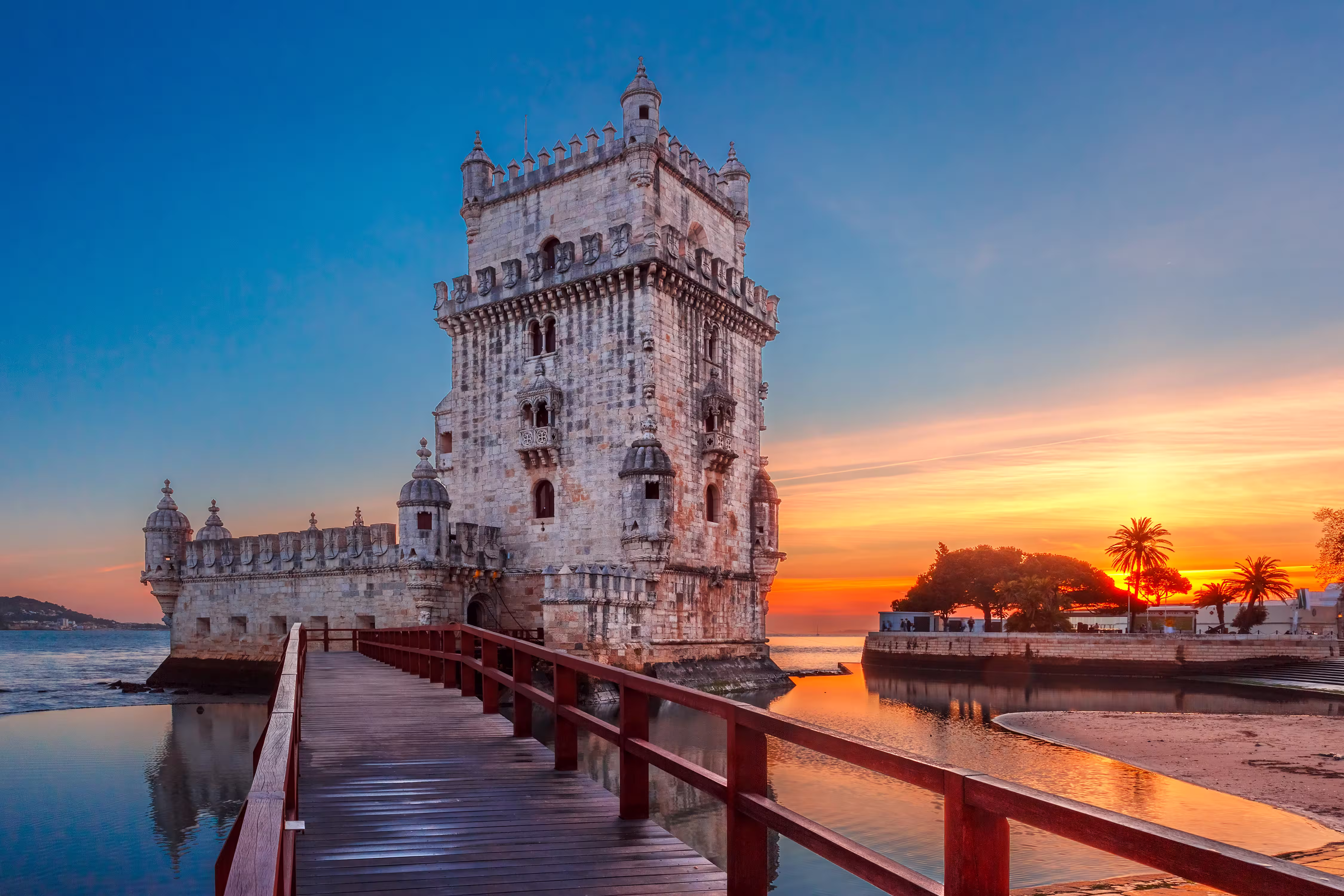 Belem Tower and Tagus River in Lisbon