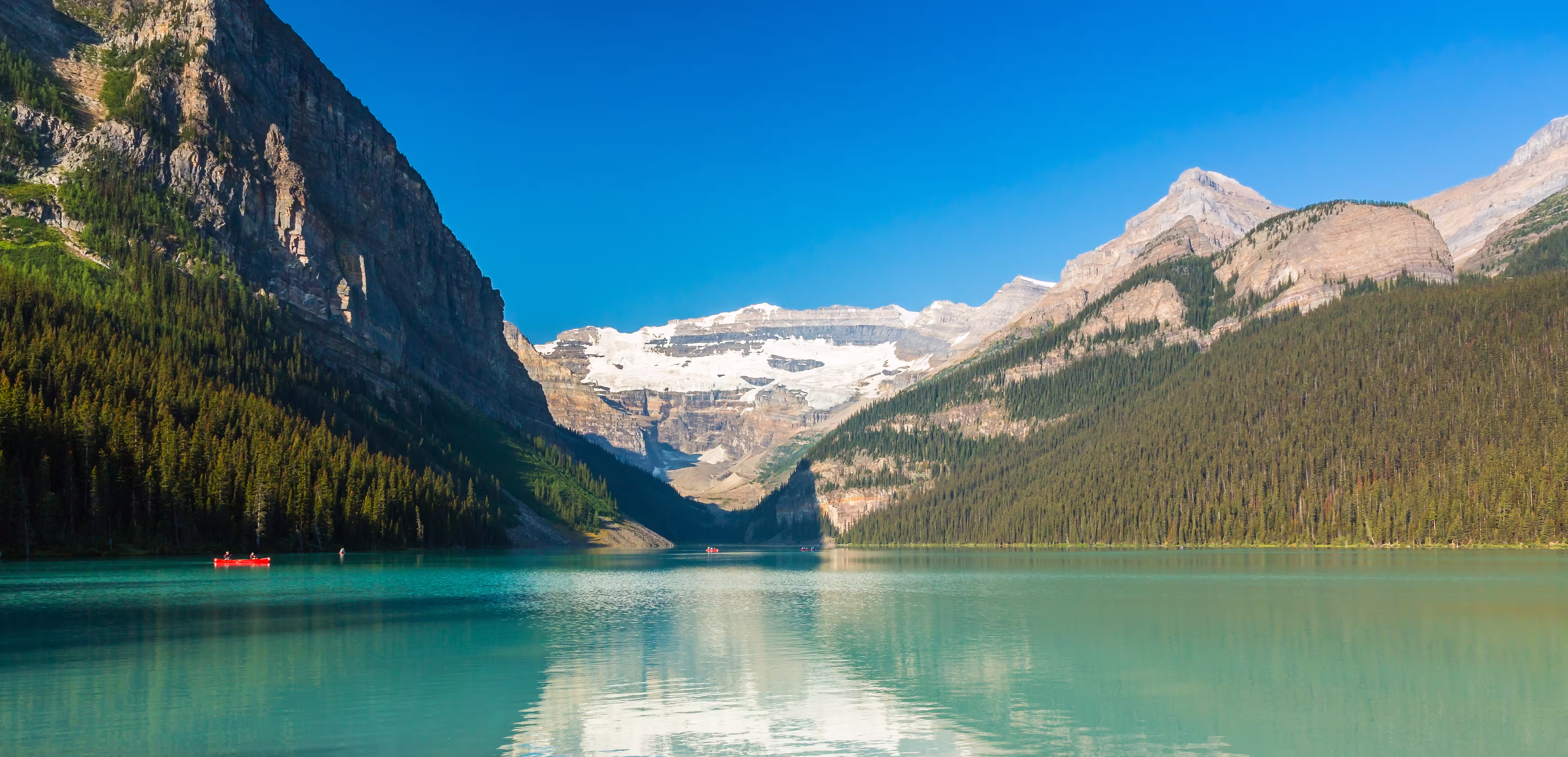 Canoeing on Lake Louise in the Canadian Rockies