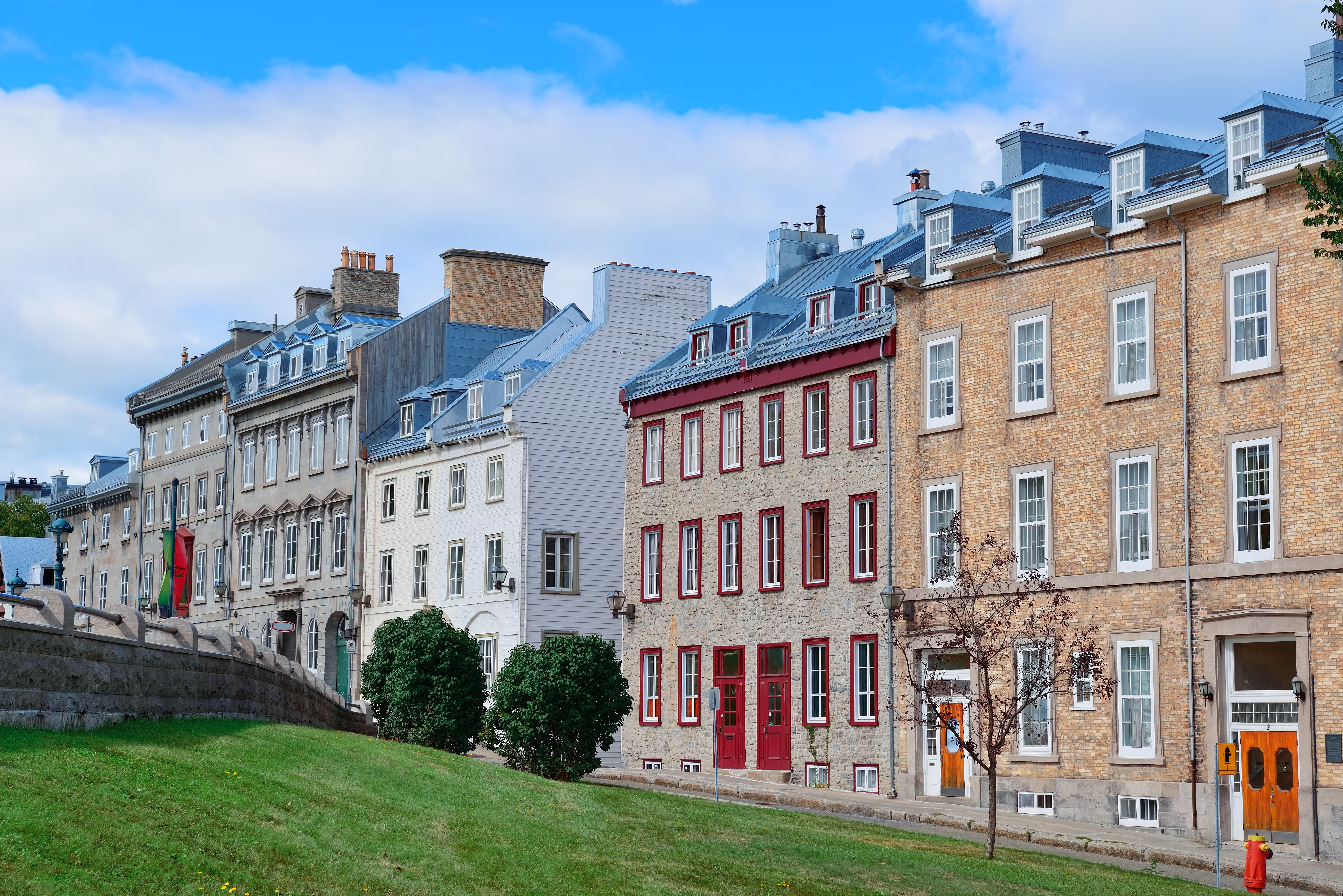 Colorful old buildings and city street