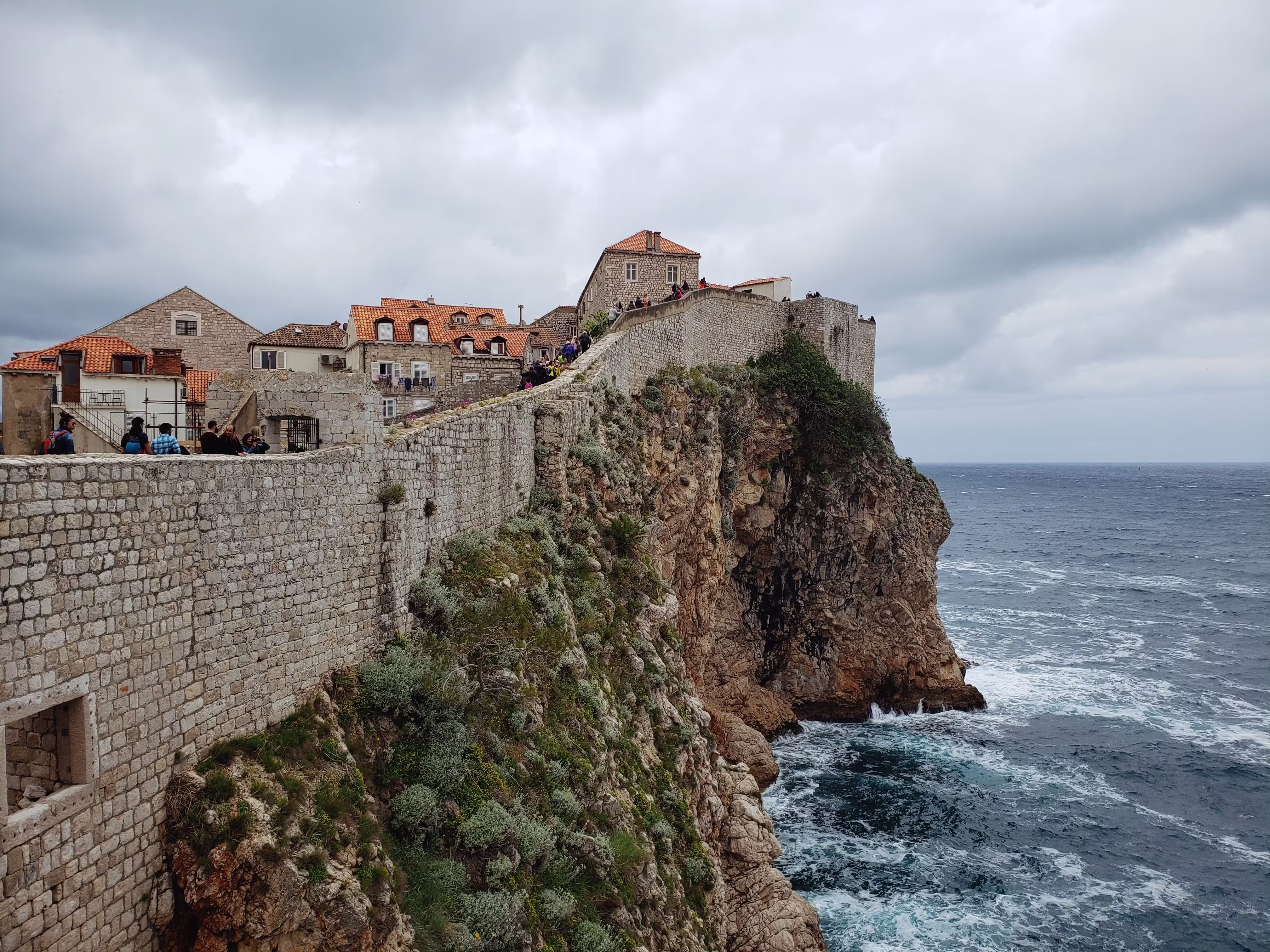 Historic Dubrovnik city walls overlooking the Adriatic Sea