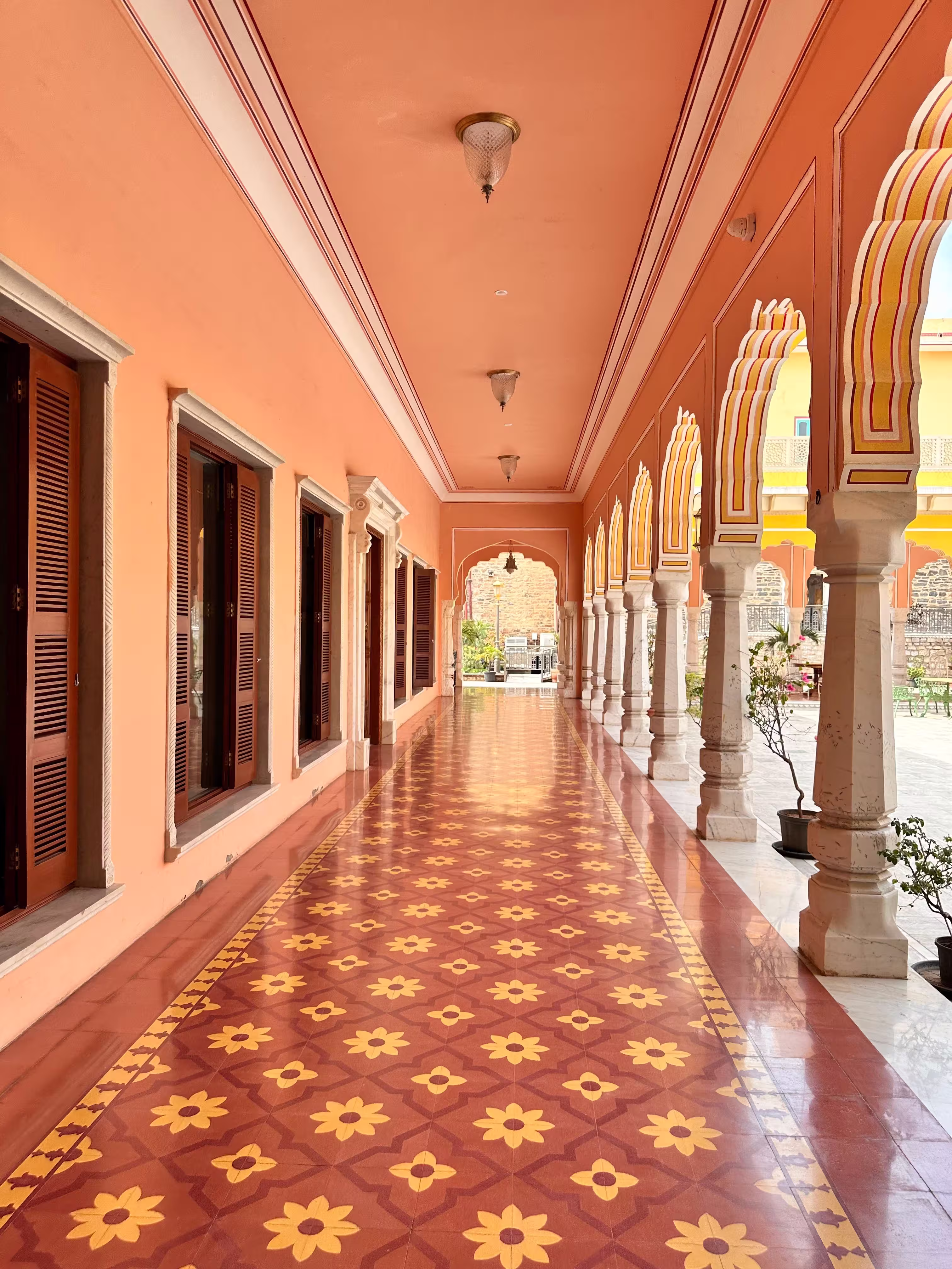 Elegant corridor in a Jaipur heritage palace