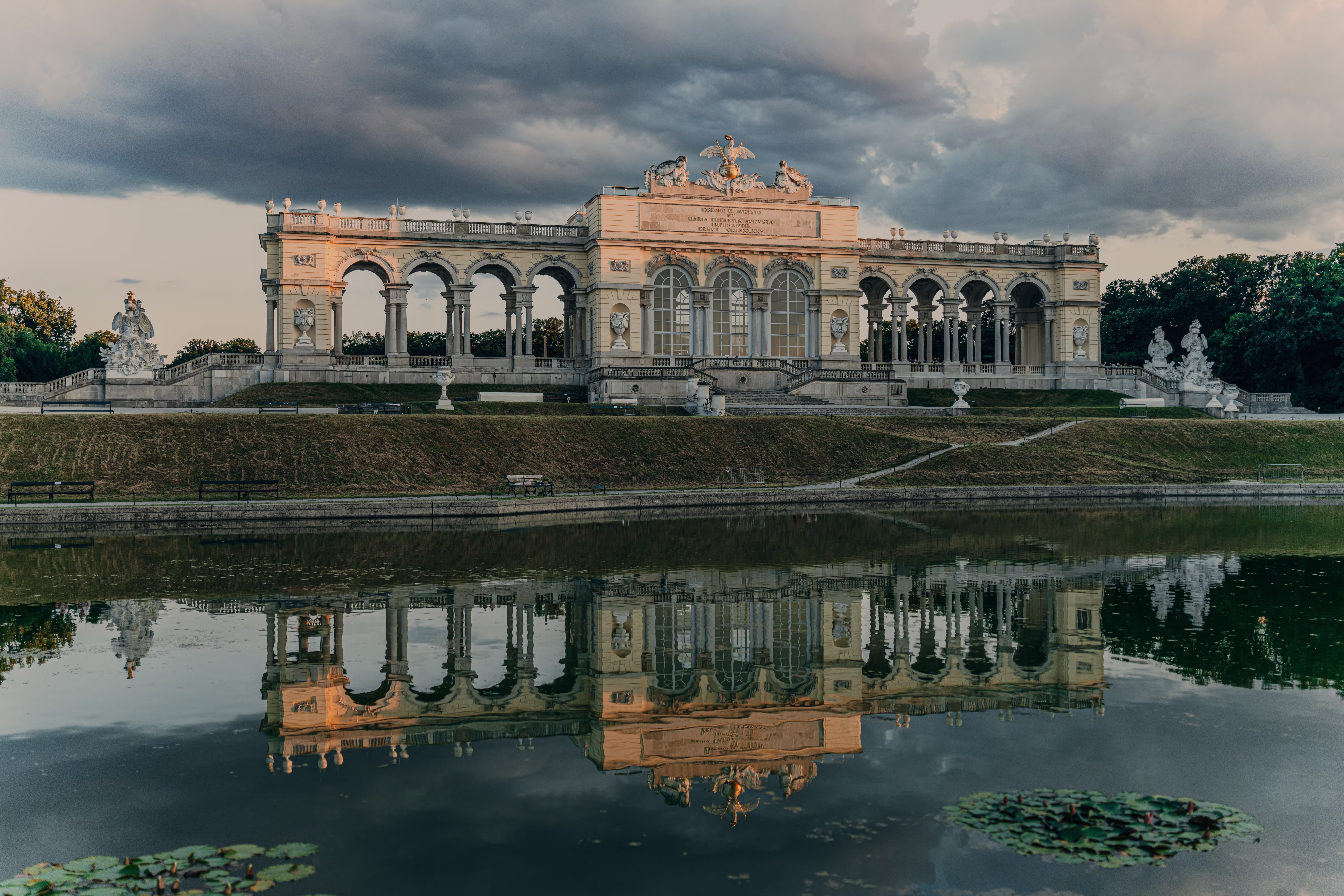 elegant schonbrunn palace gloriette reflection