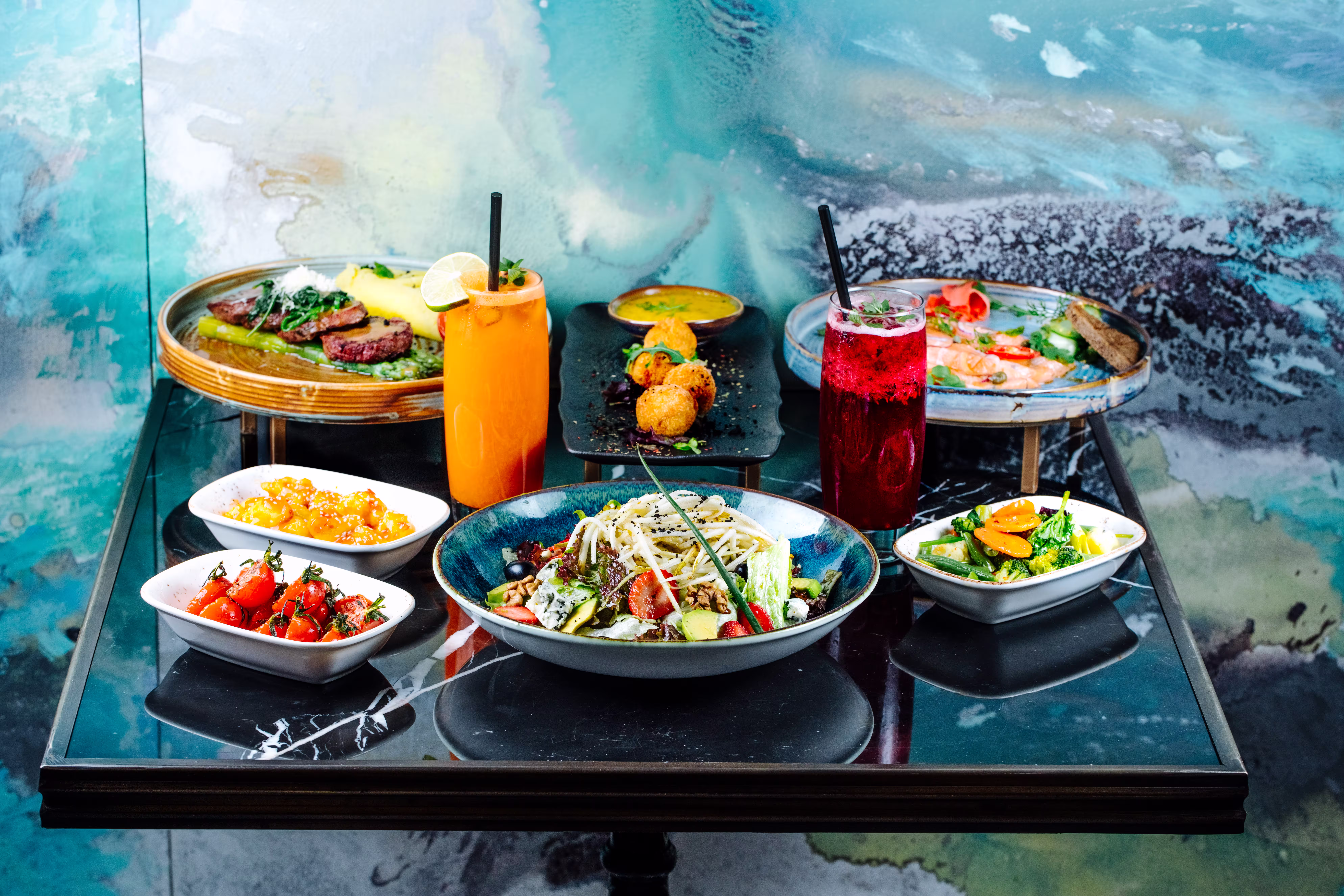 Served table with cocktails