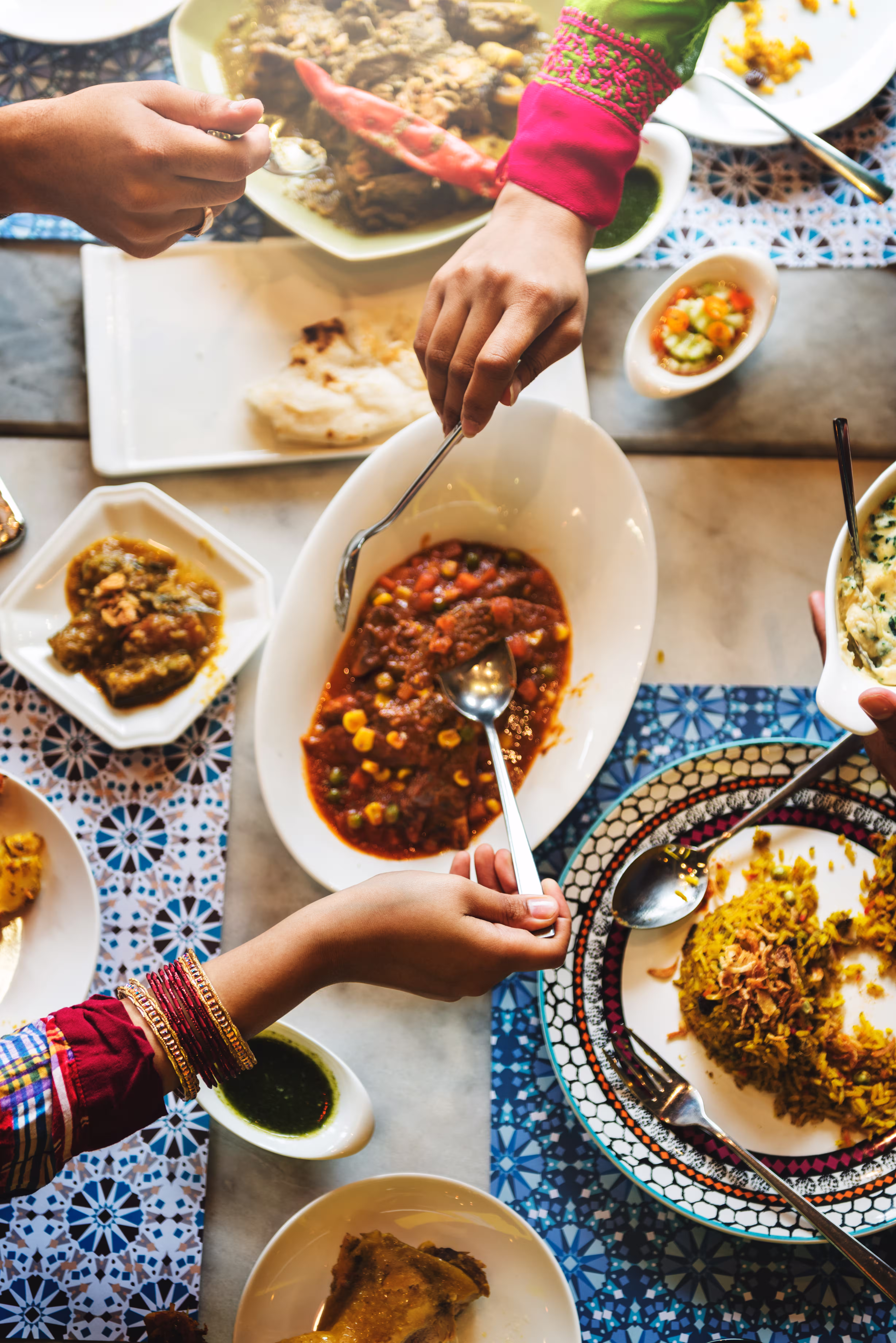 Traditional Indian meal and local cuisine