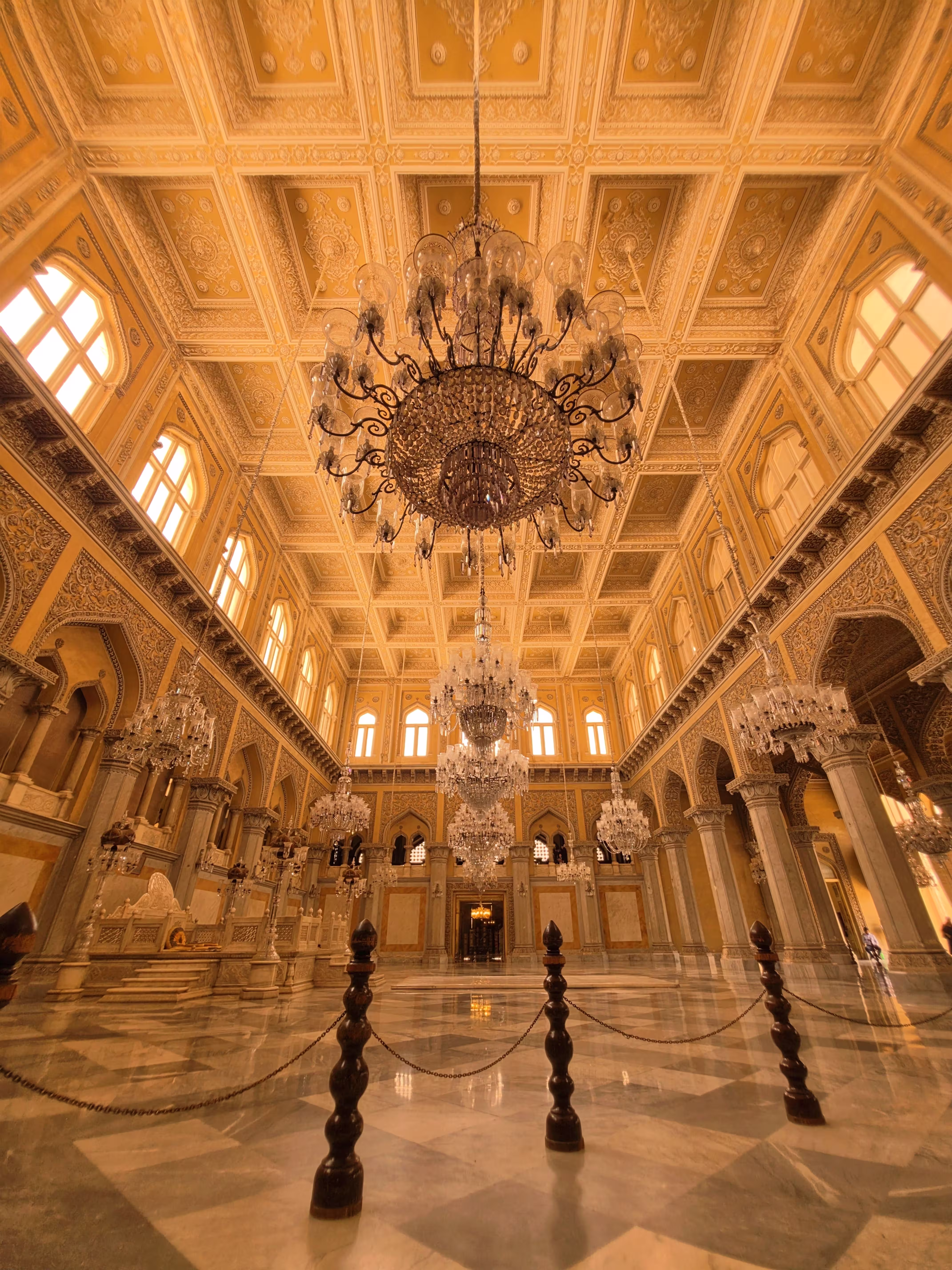 Majestic interior of Chowmahalla Palace in Hyderabad