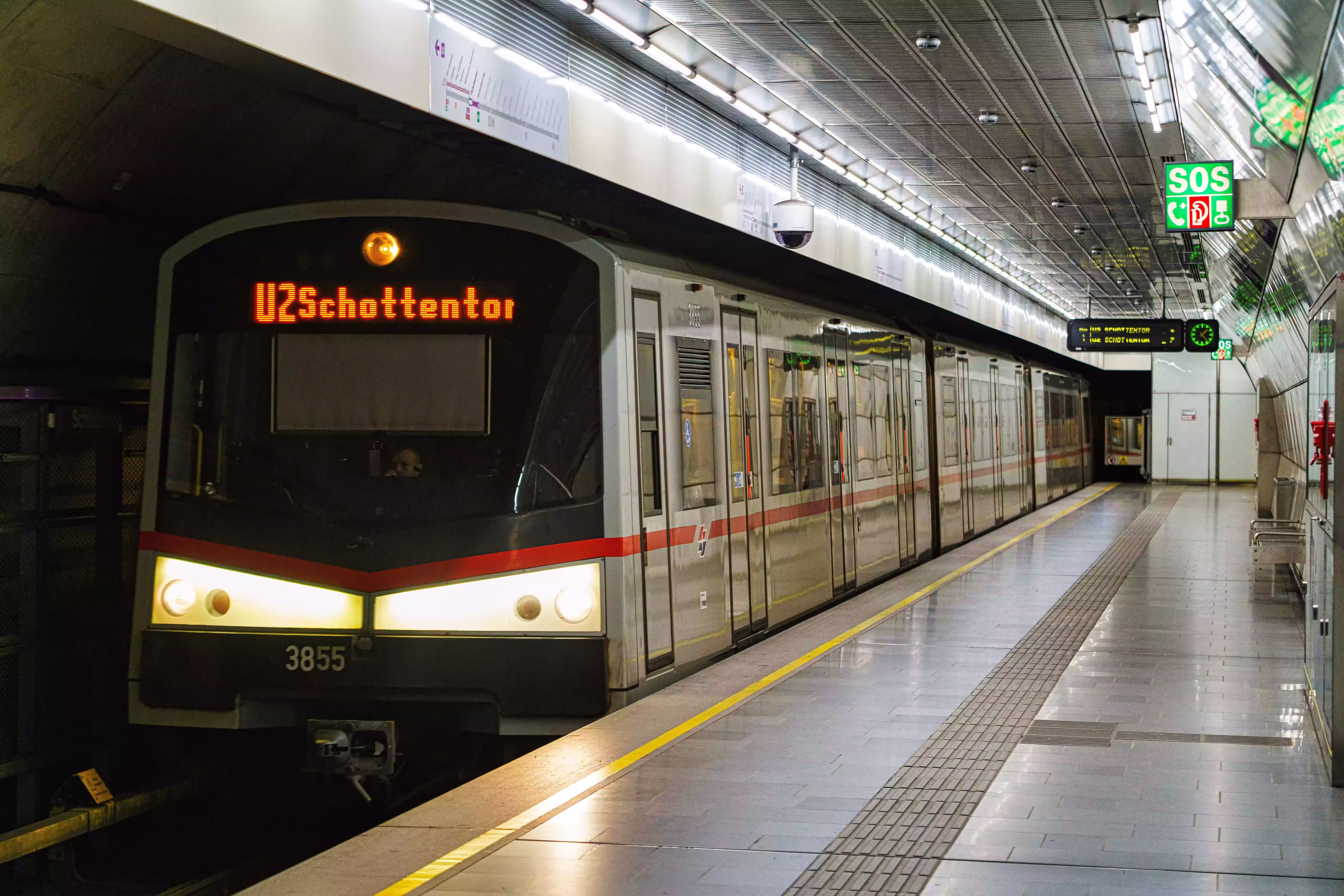 moving train on the railway of a station