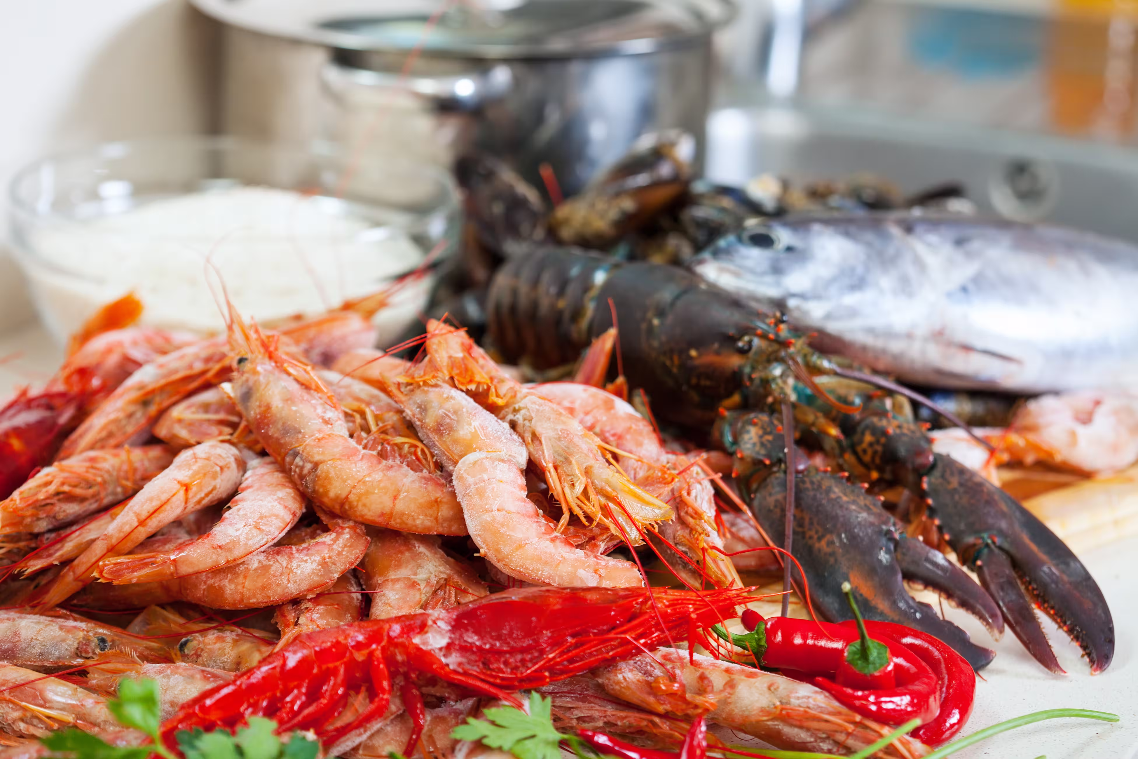 ncooked sea food specialties ready cooking