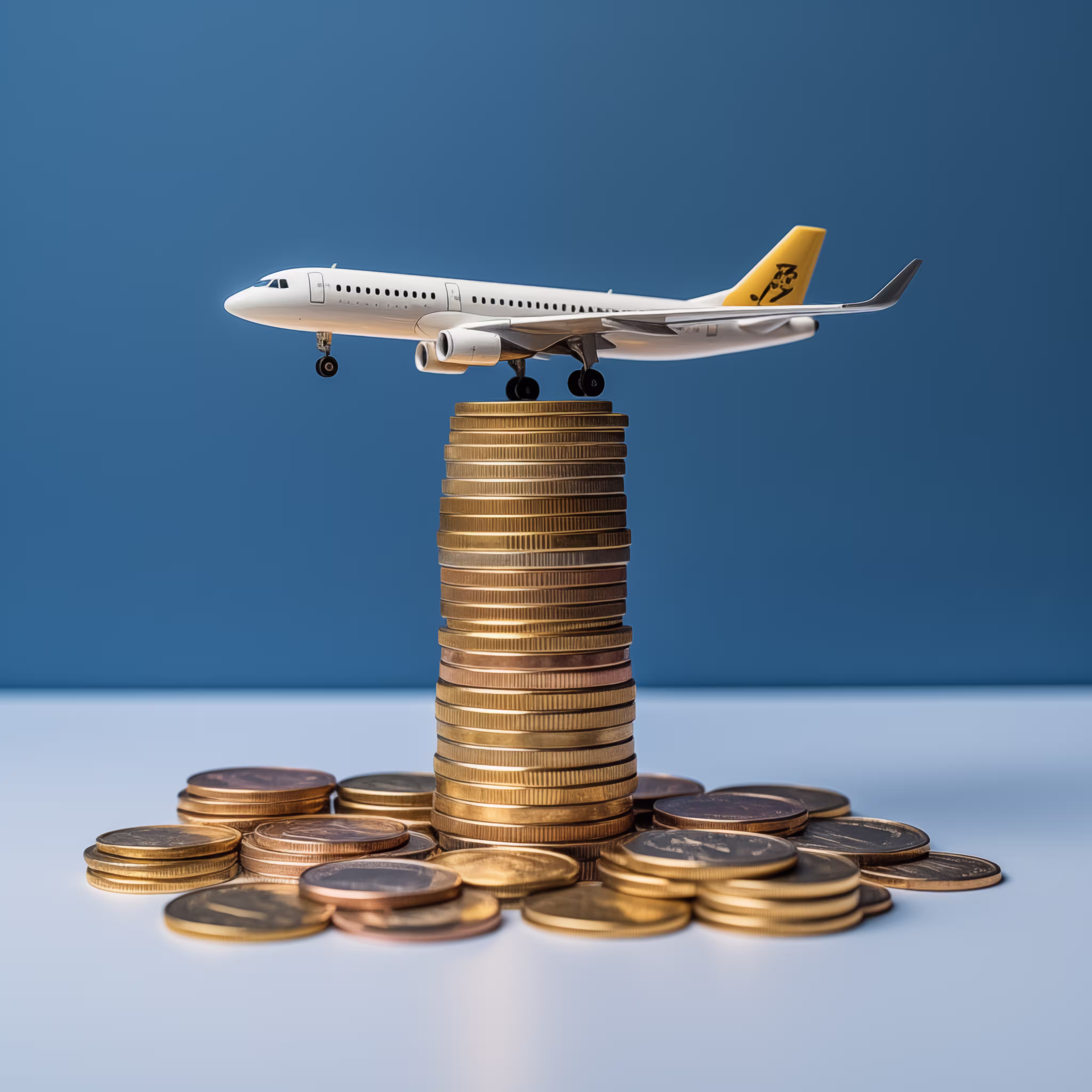 Money and a plane representing flight rewards earned with Triwize Coins