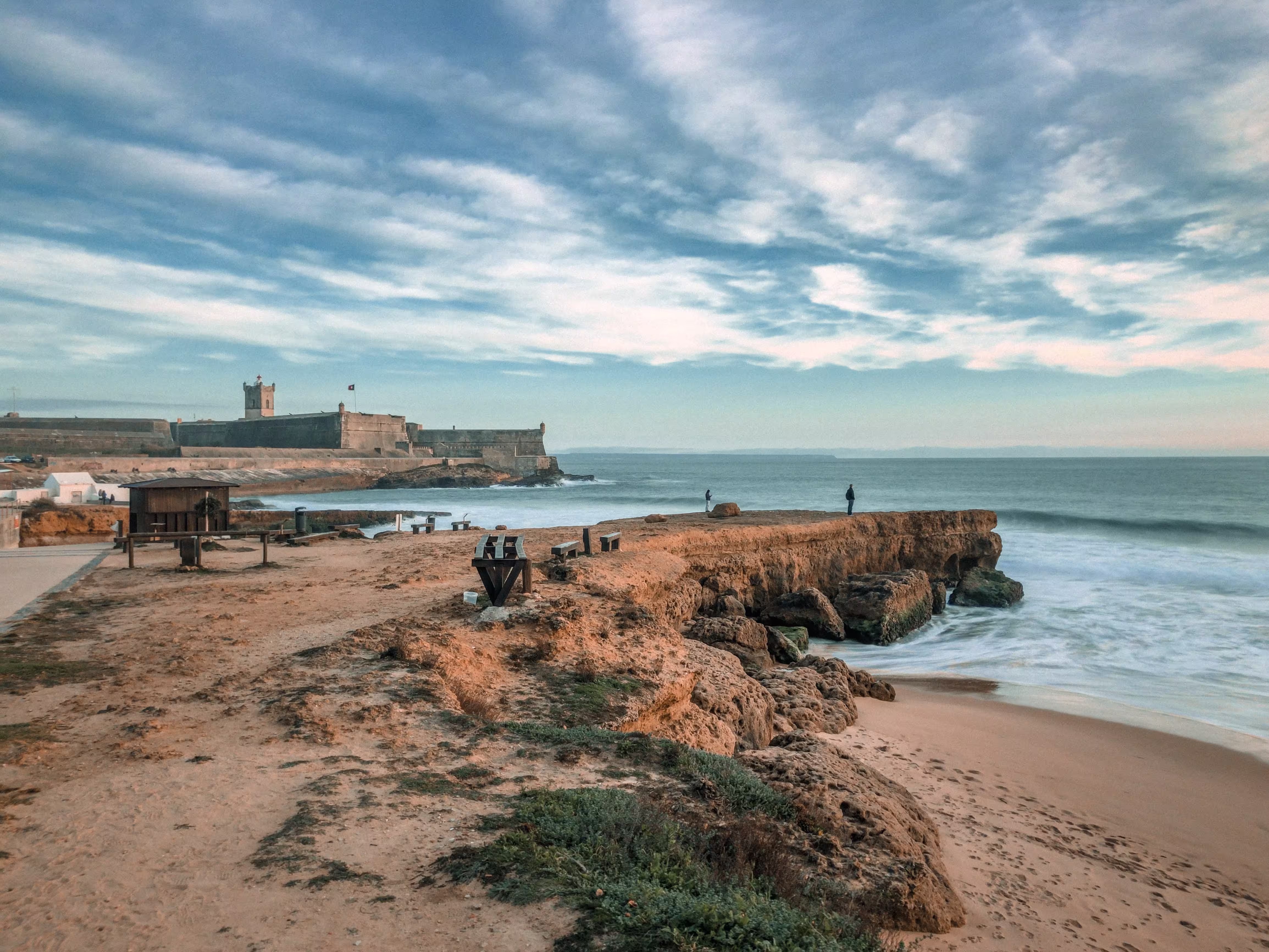 Rocky dock near the sea in Portugal