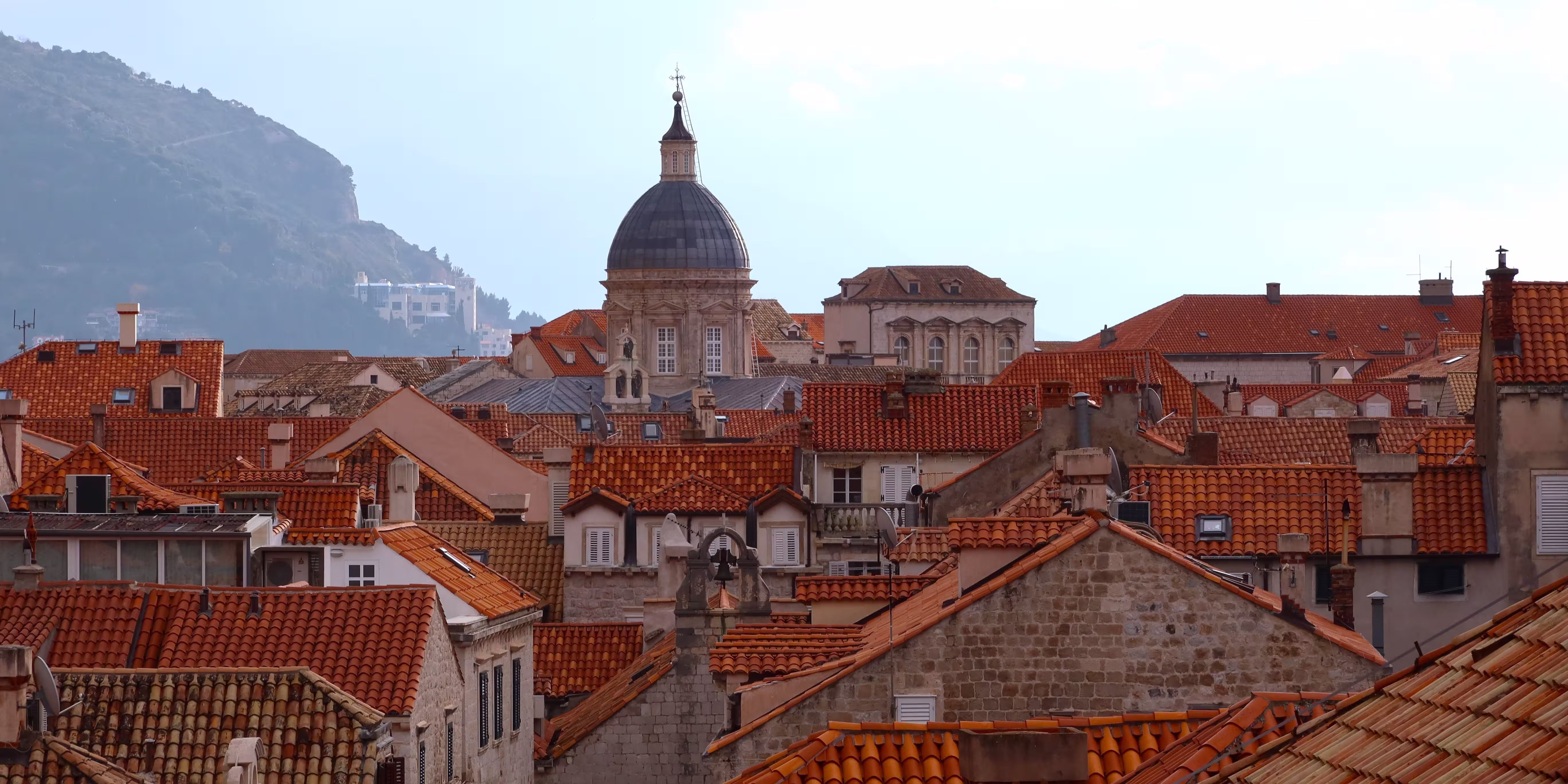 Traditional terracotta rooftops across Dubrovnik's Old Town