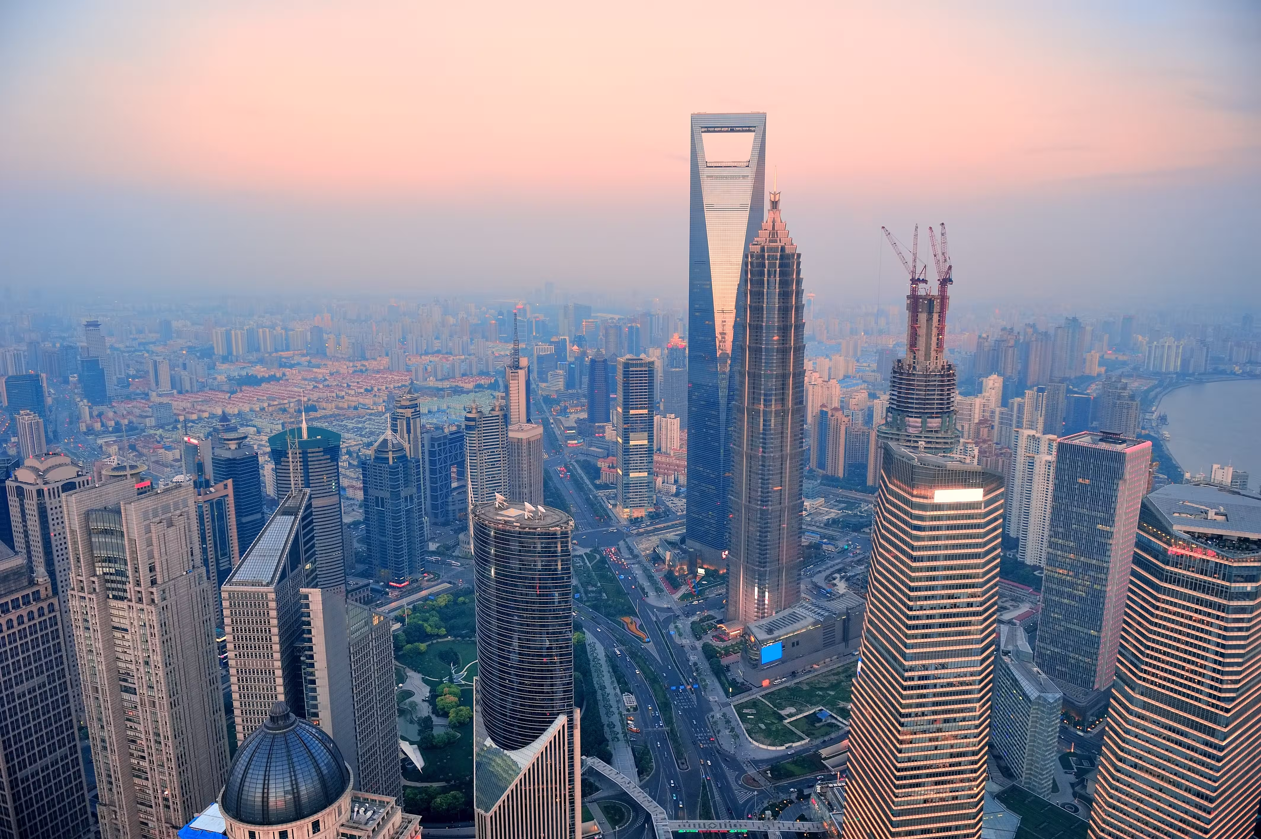 Doha city skyline at sunset