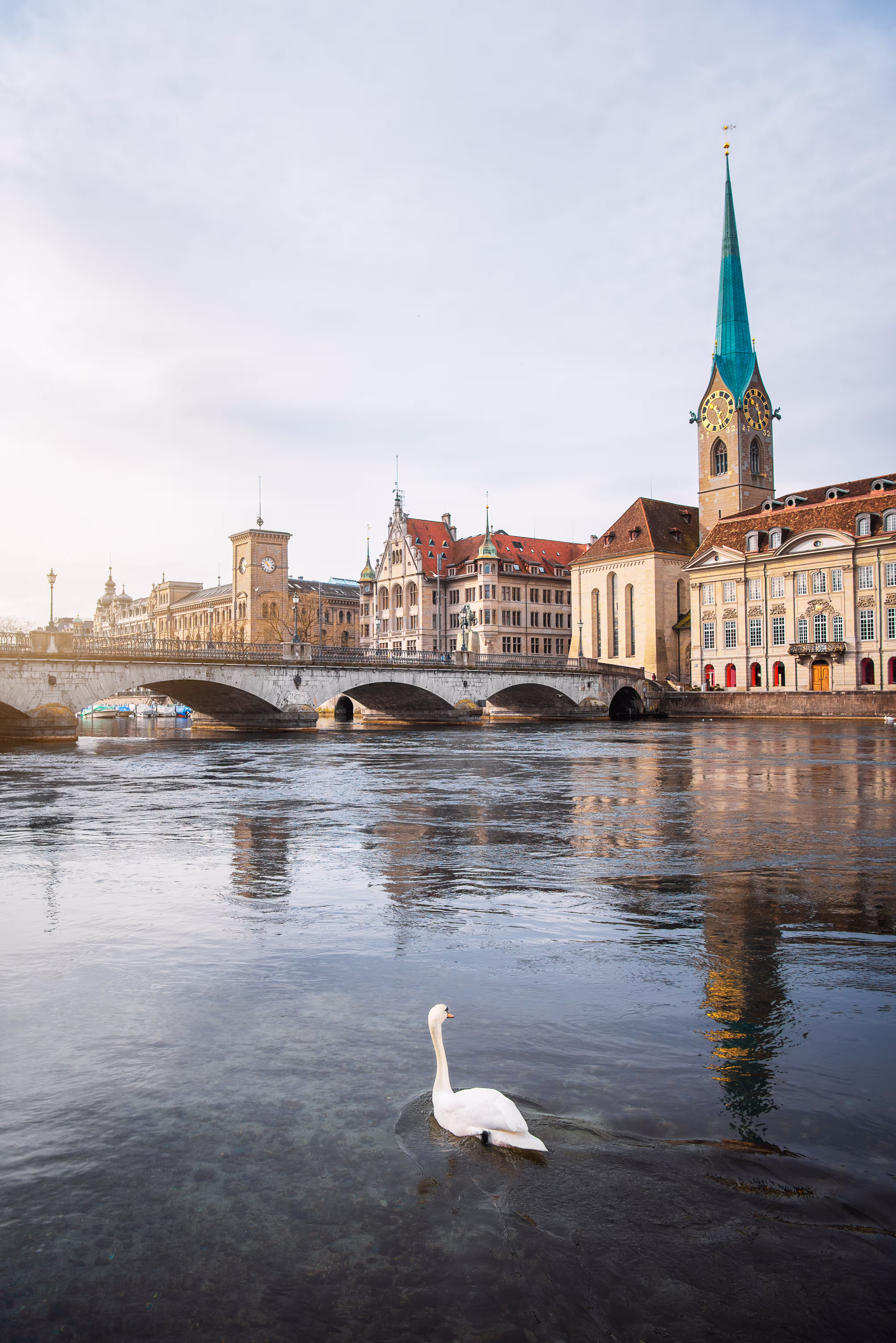 Zurich old town city center with bridge